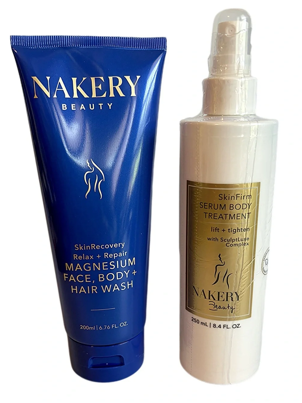 Nakery Beauty Set Magnesium Face, Body & Hair Wash + SkinFirm Serum NEW